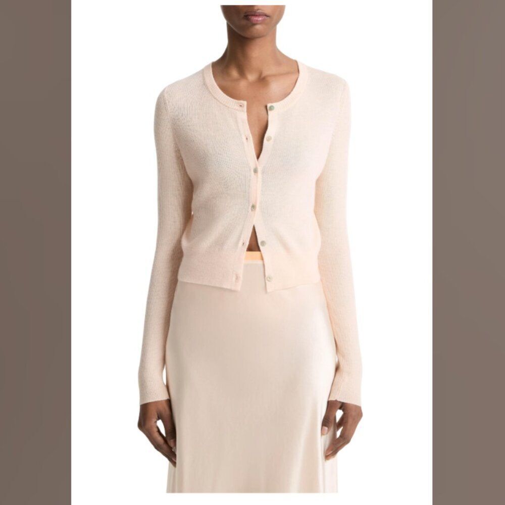 NEW Vince Ribbed Cashmere-Silk Slim Cardigan Spring classic